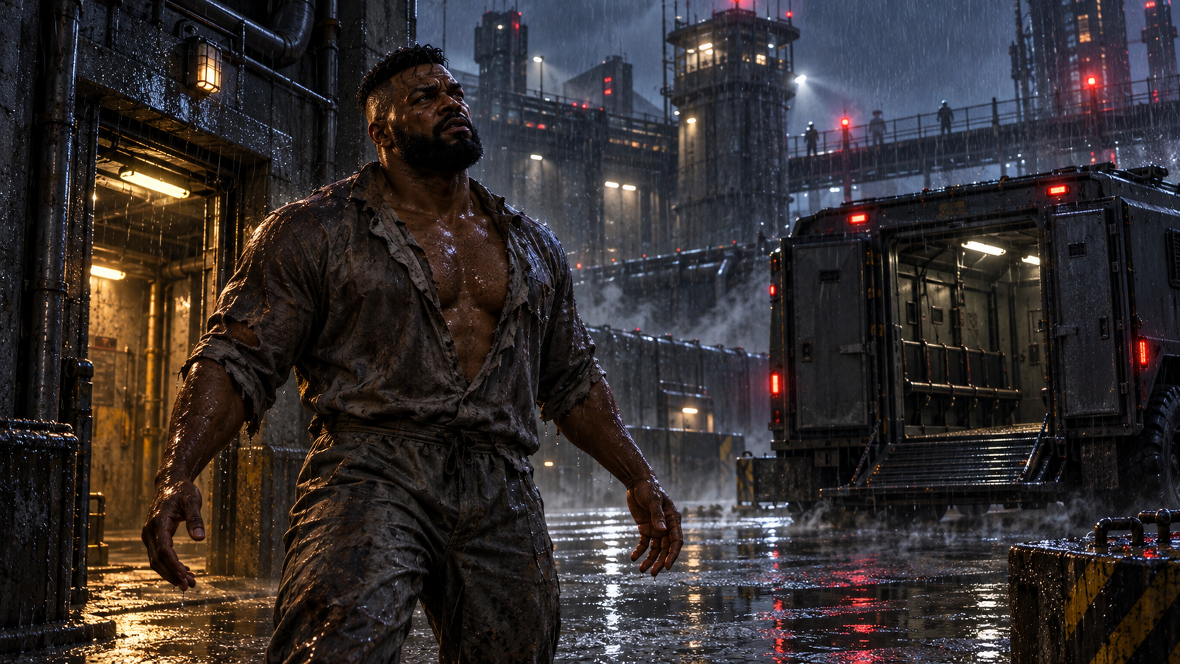 Buchanan in the rain during his escape from Sherman.