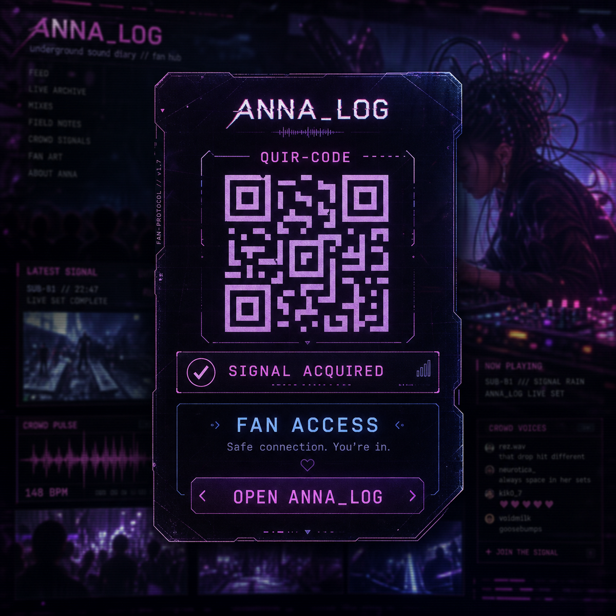 An in-optic Agent scanning ANNA_LOG's QUIR-CODE