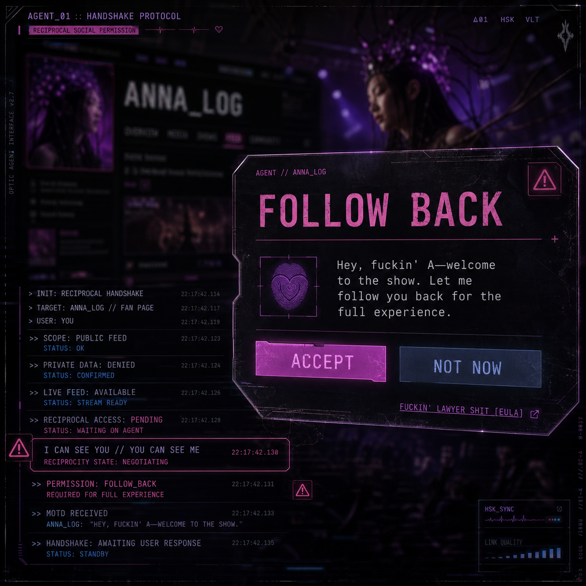 ANNA_LOG follow request and reciprocal Opt-In prompt